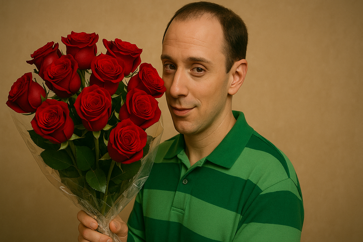 "Steve From Blue's Clues" holding roses