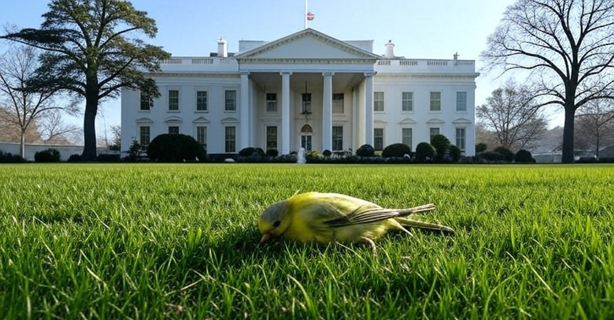 A dead canary in front of the White House
