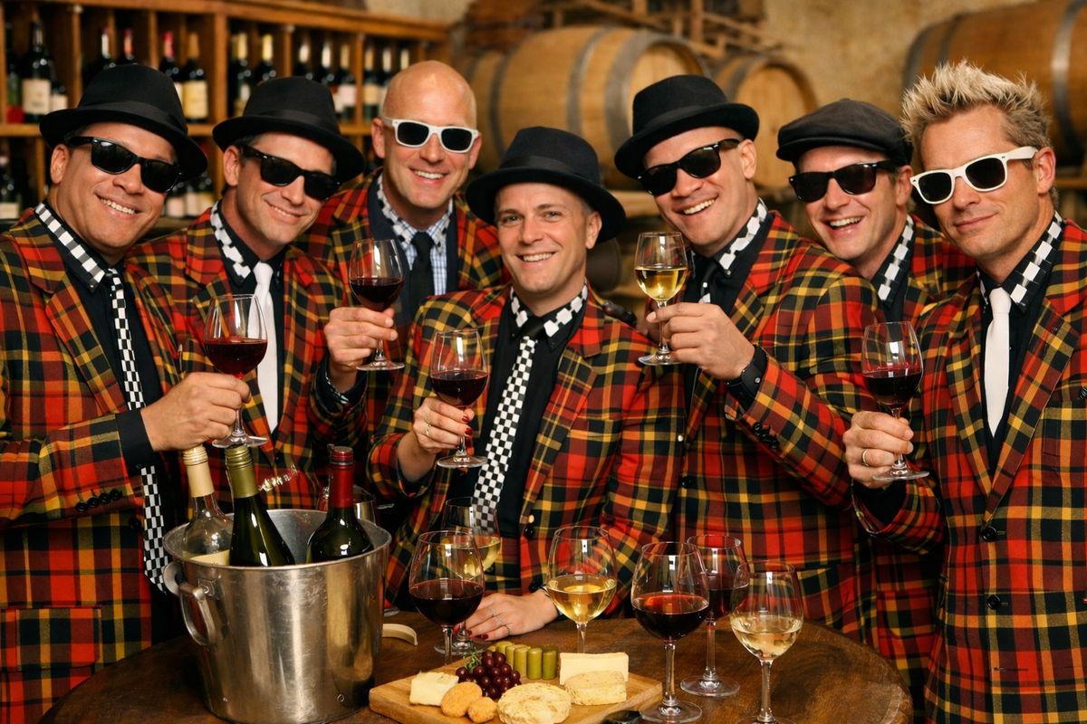 A ska band at a wine tasting