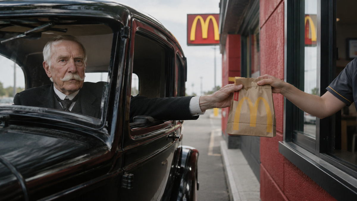Rockefeller at a drive-thru window