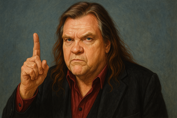 Meat Loaf waving his finger "no"