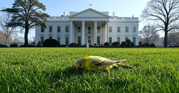 A dead canary in front of the White House