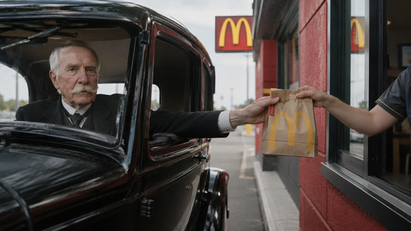Rockefeller at a drive-thru window