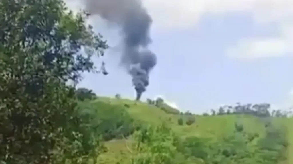 Derriban helicóptero de la Policía en Antioquia con ataque de dron (VIDEO)