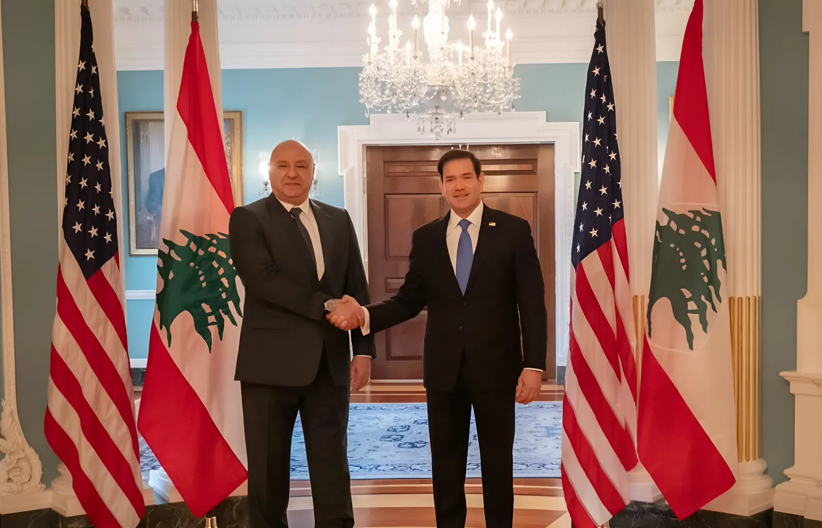 Marco Rubio y el presidente libanés Joseph Aoun se reunen en la Casa Blanca