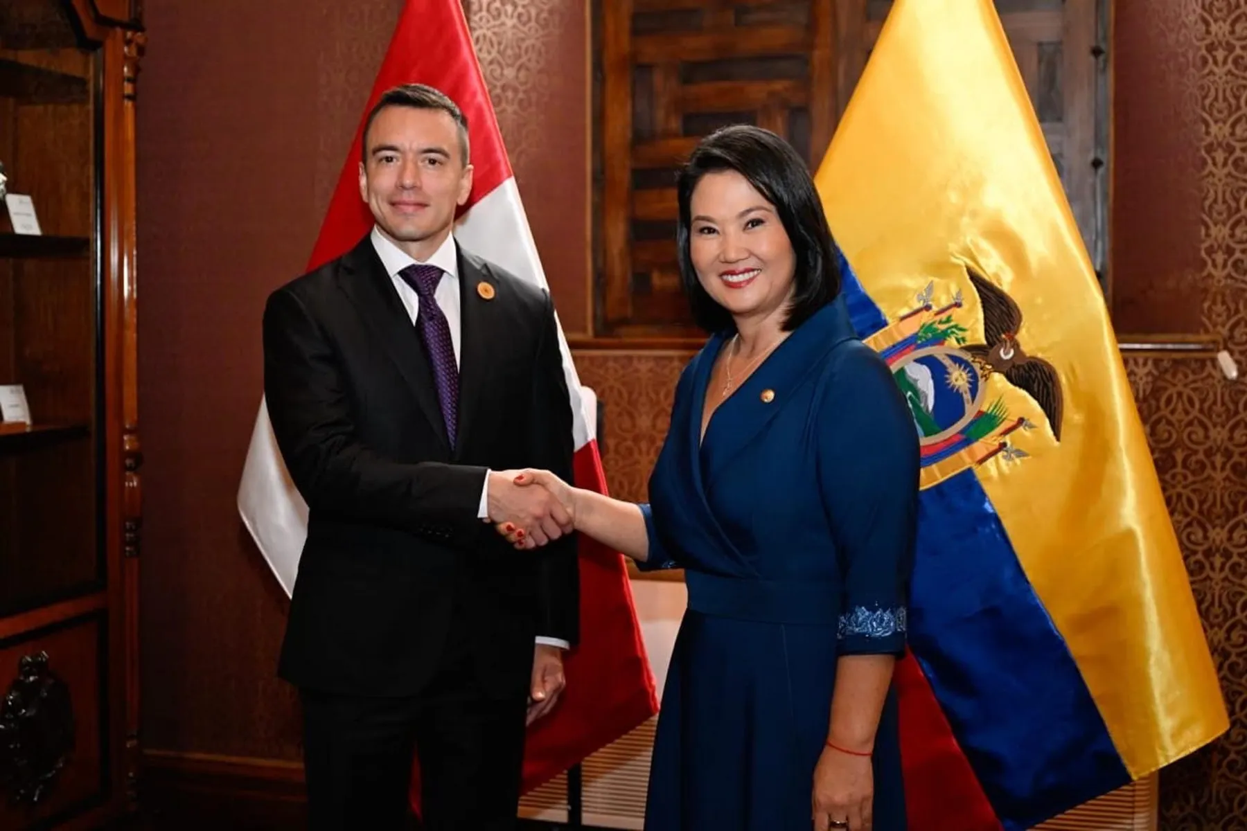 Daniel Noboa y Keiko Fujimori acuerdan reforzar la lucha contra el crimen organizado en su primera reunión
