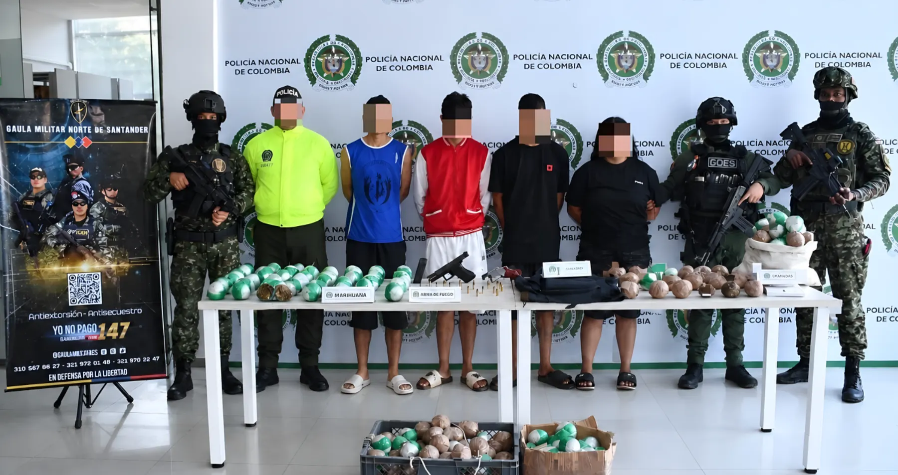 Caen 47 delincuentes en un operativo de la Fuerza Pública de Colombia
