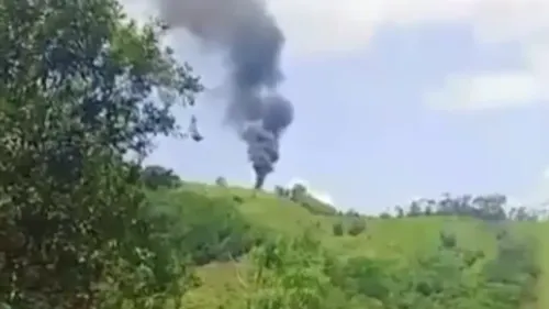 Derriban helicóptero de la Policía en Antioquia con ataque de dron (VIDEO)