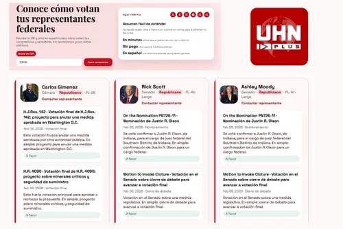 UHN Plus lanza “¿Cómo votan?”, una herramienta para que los hispanos conozcan a sus representantes y sus votos en el Congreso