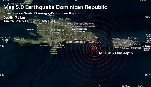 Temblor de magnitud 5.0 sacude el este de República Dominicana y provoca evacuaciones en Santo Domingo
