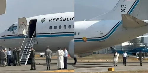 Sacerdote bendice el avión presidencial en la previa a la investidura de Abelardo de la Espriella