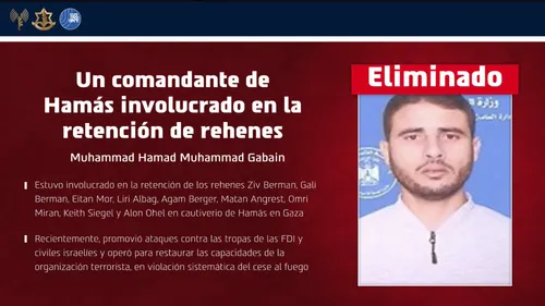 Israel elimina a comandante de Hamás responsable de la retención de nueve rehenes en la Franja de Gaza