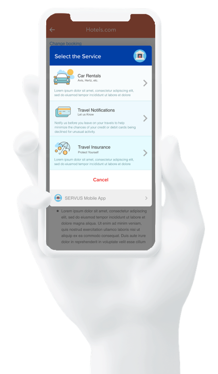 Embedded experience on a mobile app