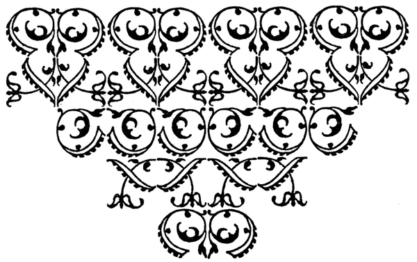 black and white motif of a pattern that looks somewhat like wallpaper