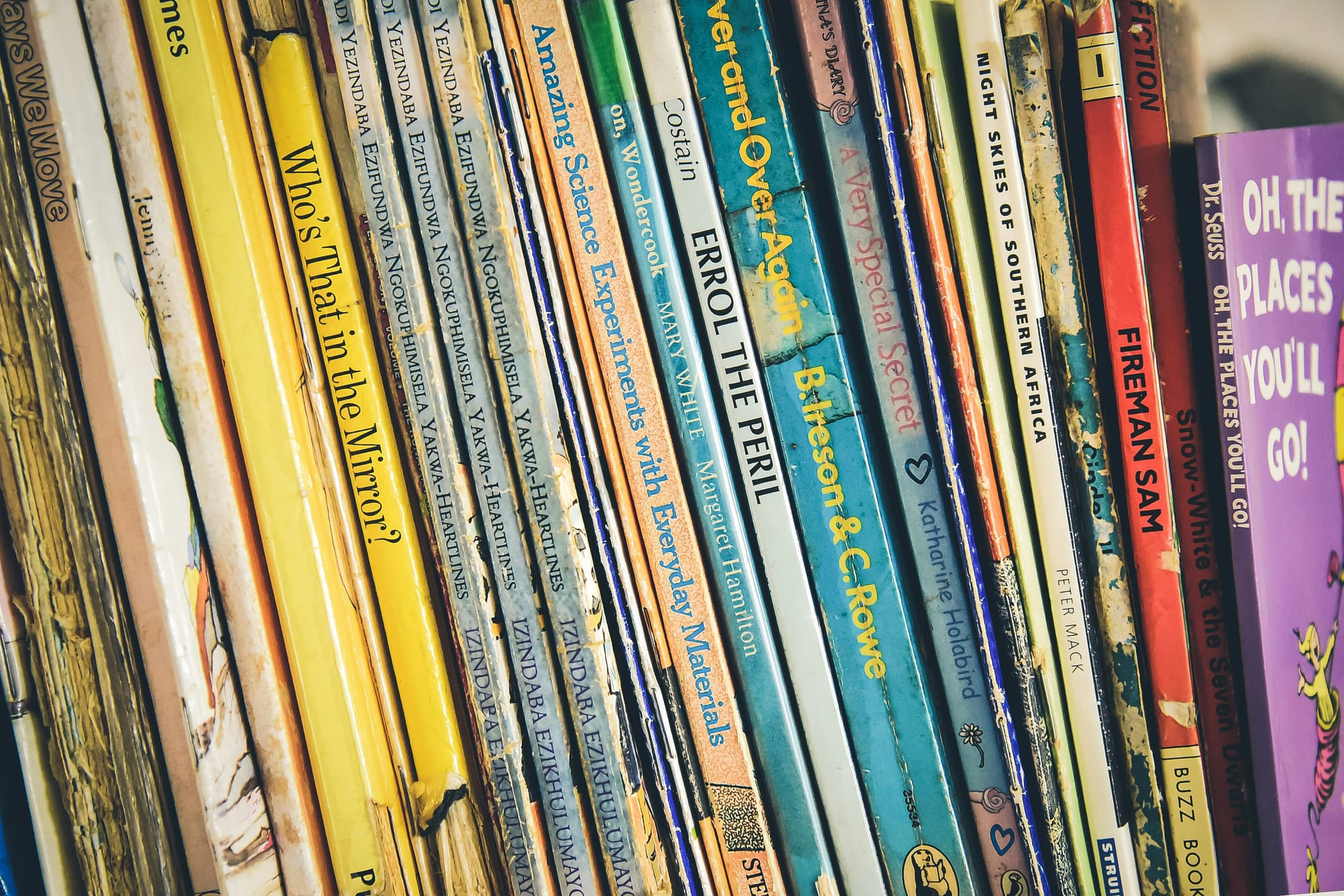 A selection of well-worn children's books.