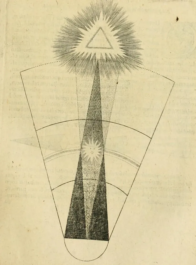 Cosmic light and darkness in Utriusque Cosmi, Robert Fludd (1617)