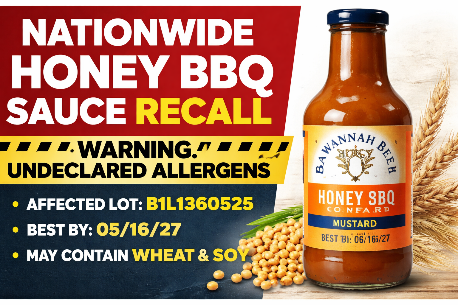 Nationwide Honey BBQ Sauce Recall Over Undeclared Allergens: What Consumers Need to Know