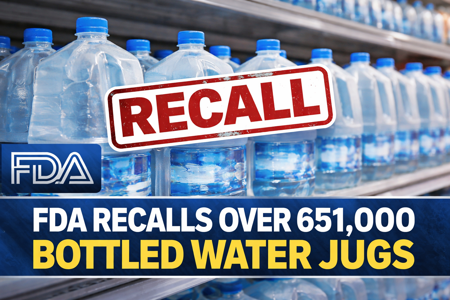 FDA Issues Recall of 651,000 Bottled Water Jugs Over Sanitation Concerns