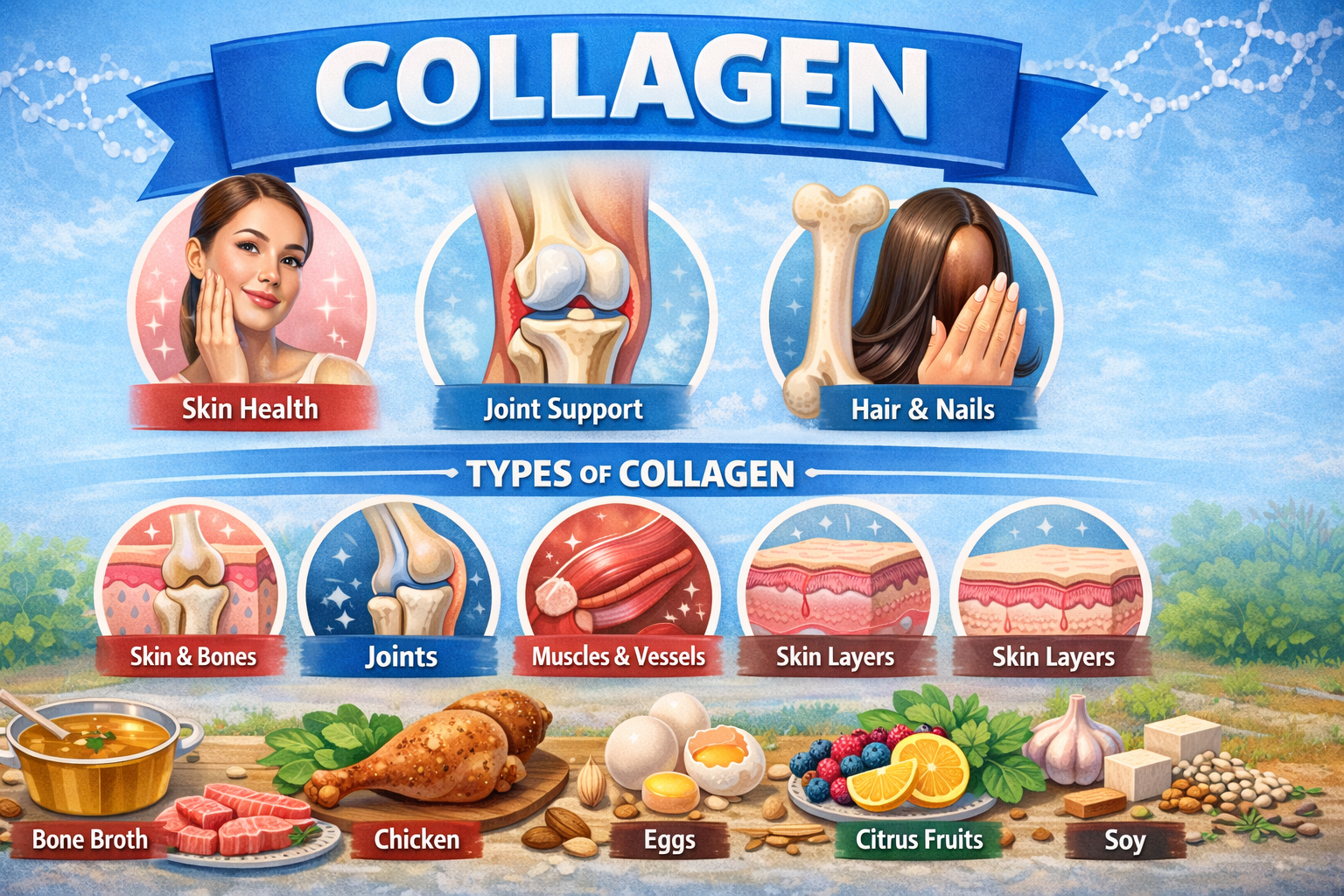 Collagen Benefits, Types, and Natural Sources: Complete Guide for Healthy Skin and Joints