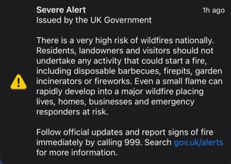 England and Wales Heatwave Warning: Emergency Alerts Issued Over Rising Wildfire Risk