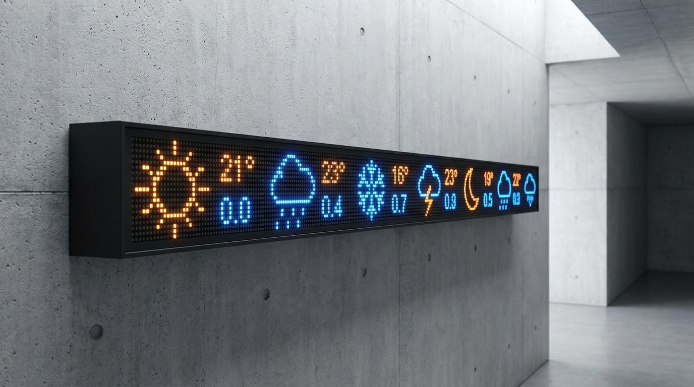 Abstract stock market ticker showing weather symbols