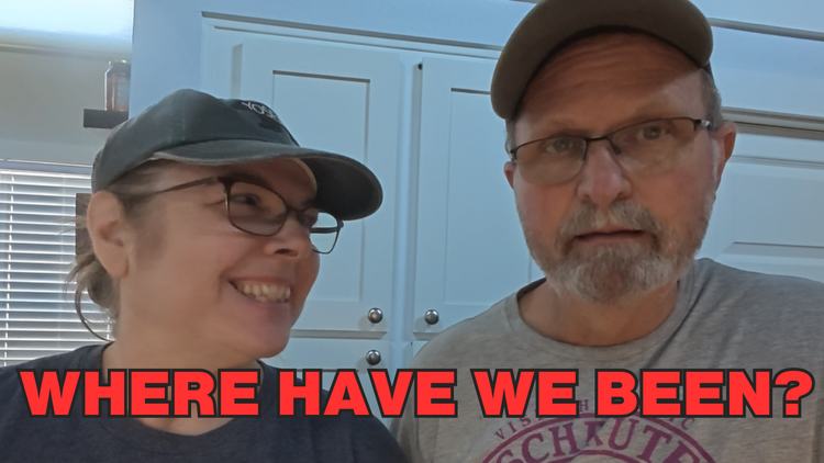 Kathy and Bryan in their tiny house, catching up after a few months away.