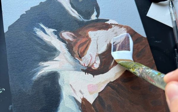 Acrylics + cats: working with opaque paints