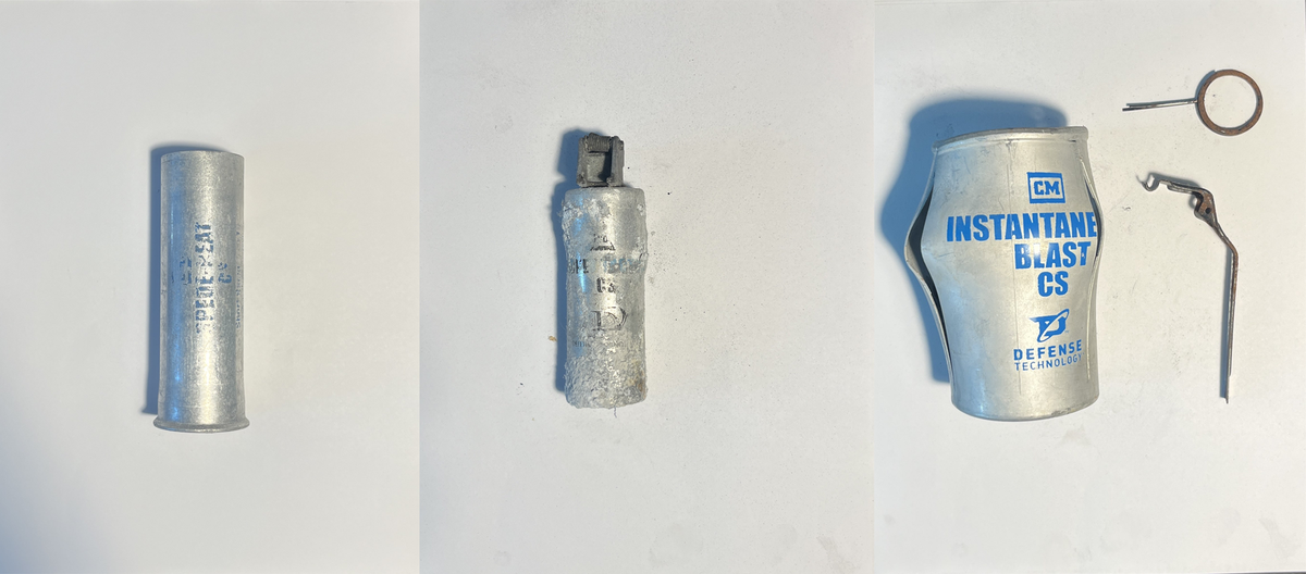 Three different types of riot munitions used by Puerto Rico's police that deploy CS. Source: Carlos Berríos Polanco