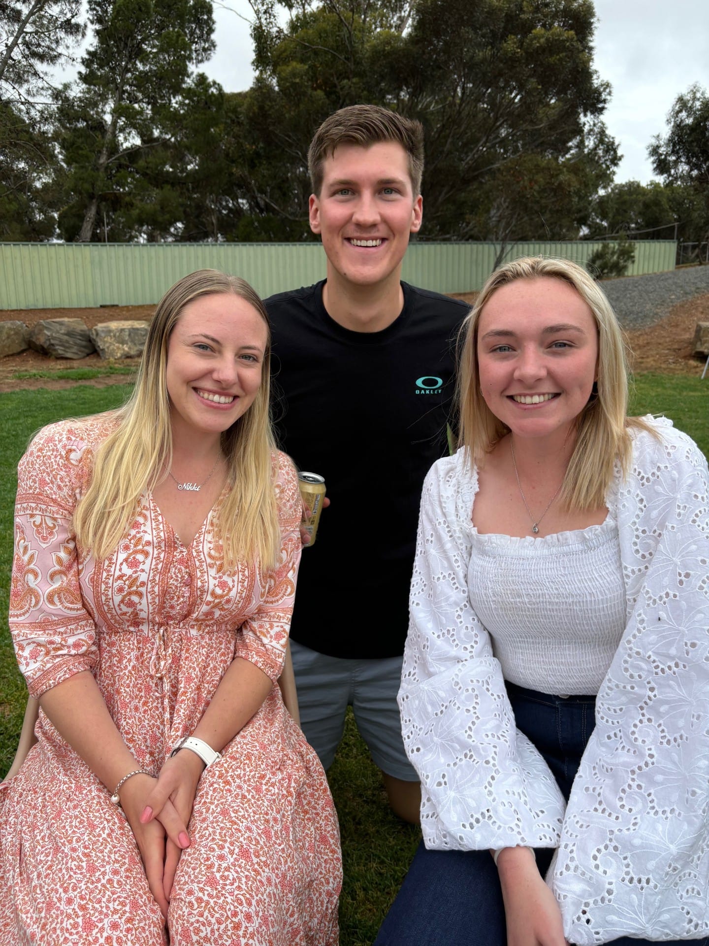 Former class mates, Nikki Grosser, Cooper Kupke and Ruby Schutz reconnect at the celebration.