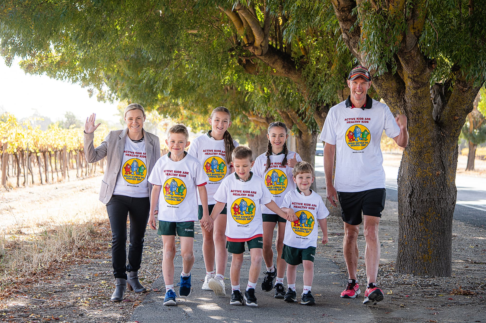 Students smile for walk to school