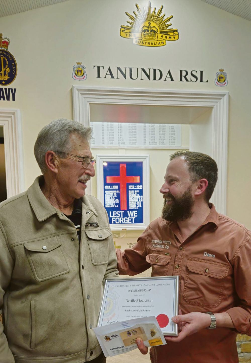 Neville Jaeschke presented with RSL Life Membership post image