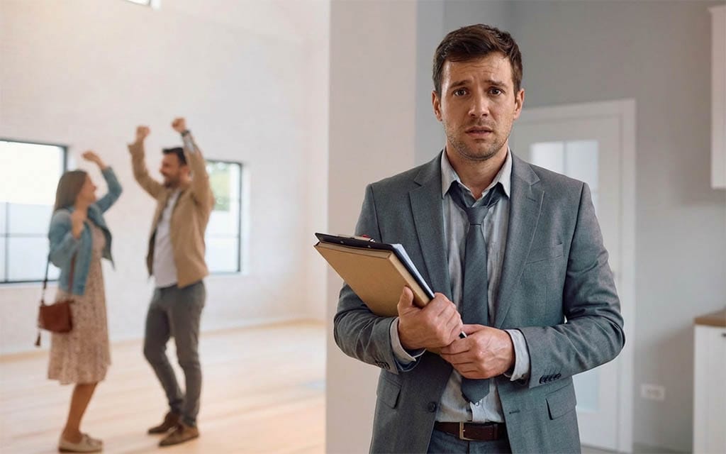 Real Estate Agent Not Panicking Yet But Just Opening The Door And Playing On Your Phone Not Really Working Anymore