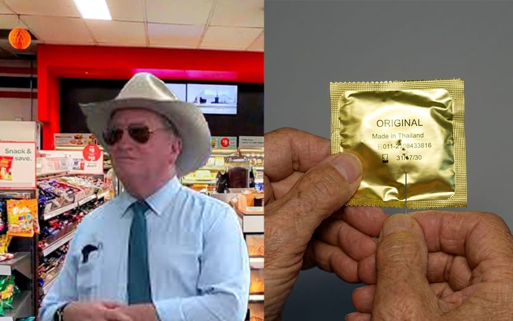 Barnaby Takes Pro-Life Politics To A New Level And Starts Poking Holes In Condoms At The Guyra Servo