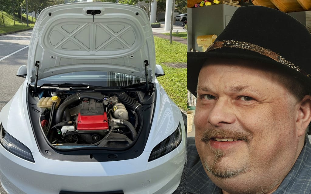 Local Man Shows EV Drivers Who's Boss By Spending Tens Of Thousands Of Dollars To Barra Swap A Tesla 3