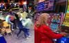 Hyper Focused Nanna On The Pokies Totally Unaware Of 12-Man Pub Brawl Taking Place Behind Her