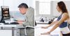 Woman with standing desk enjoys looking down on the seated peasants