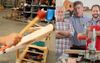 Local Men’s Shed Gather Round Young Bloke Knocking-In A Bat Like Moths Around A Flood Light