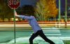 Drunken Teenager Personally Testing The Strength Of Every Single Sign On Street 