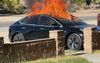 Tesla Vehicle Set Alight Moments Before Bursting Into Flames On Its Own