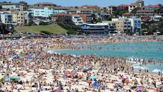 Bondi Beach, Sydney. Usually a hot-spot for "Flag-Capes" on Australia Day