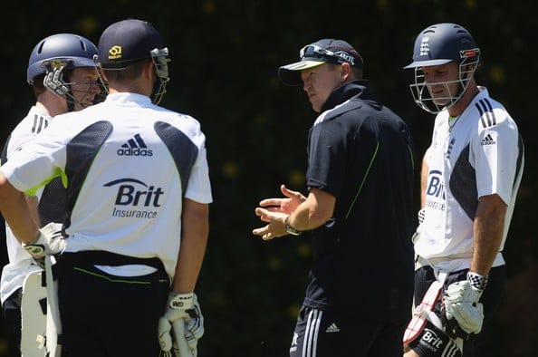 The English side has been described as "more like a united nations team" - Pictured: Eoin Morgan (Irish), coach Andy flower (Zimbabwe) and former captain Andrew Strauss (South Africa)