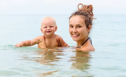 Magnolia and one of her daughters swim in an unpatrolled beach near Byron