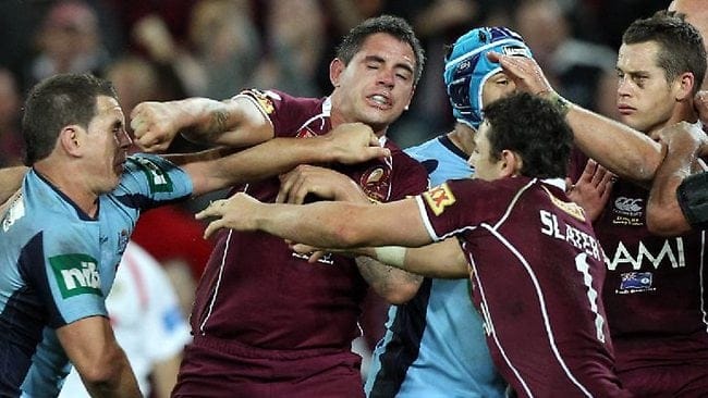 Grown men fight eachother in an emotional display of emotion