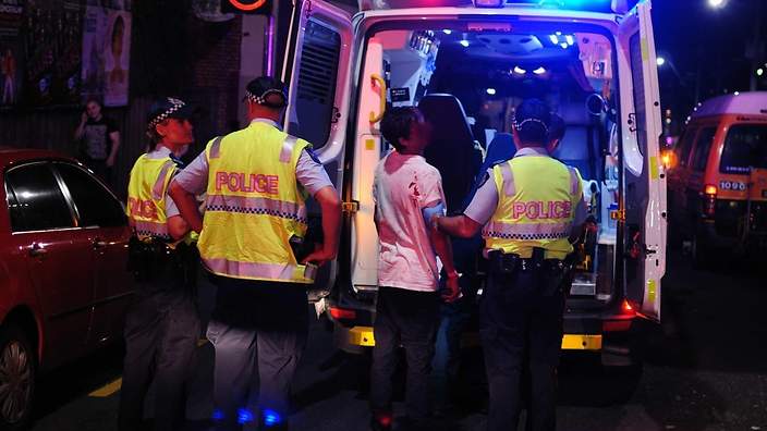 An ambulance arrives at Eddie Mcguires Toorak mansion last night, to treat him for shock