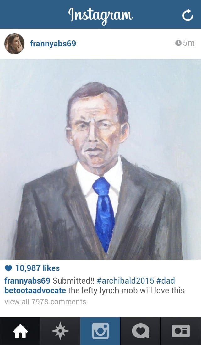 Frances Abbott's instagram upload, yesterday afternoon.