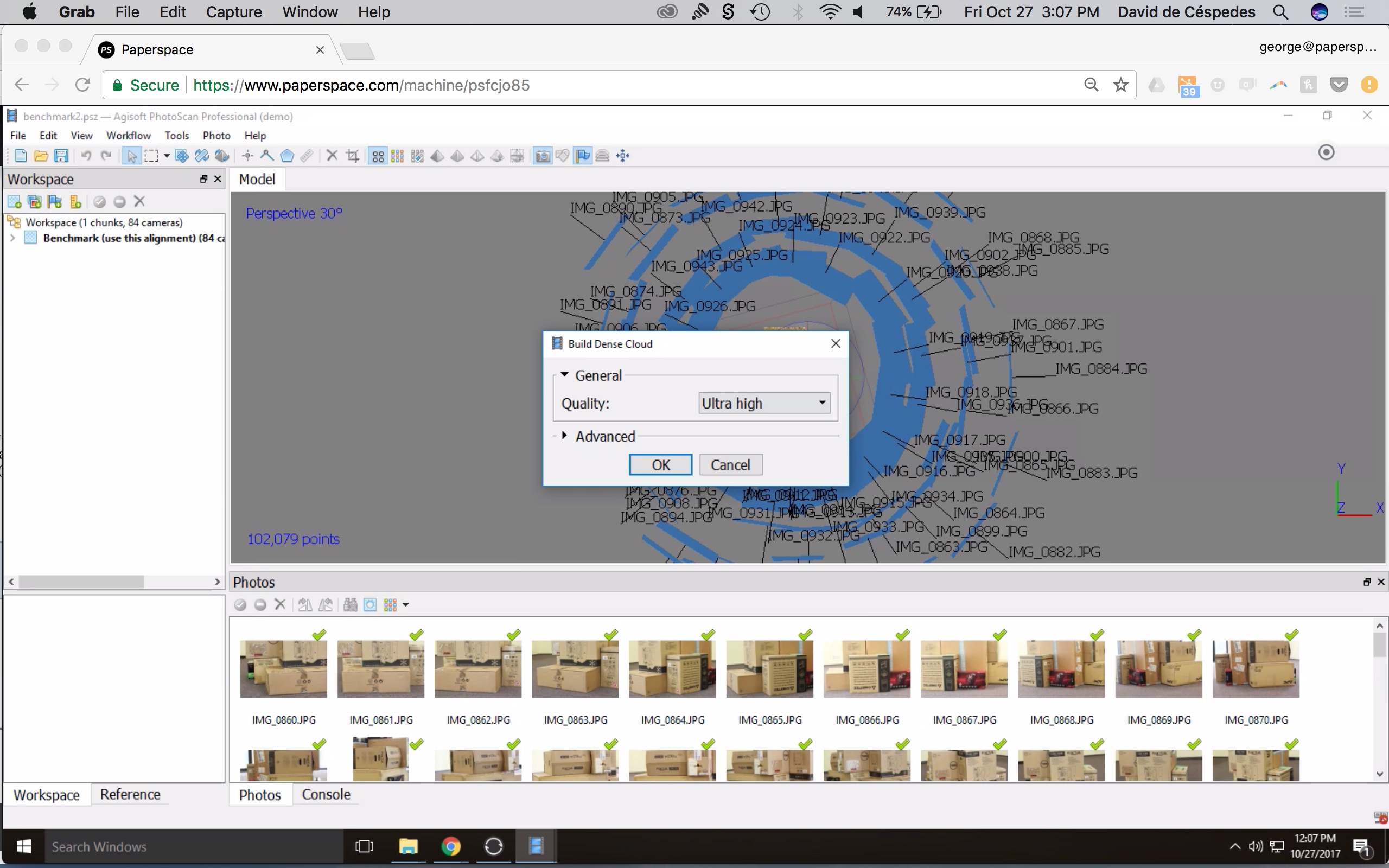 Photoscan on Paperspace CPU