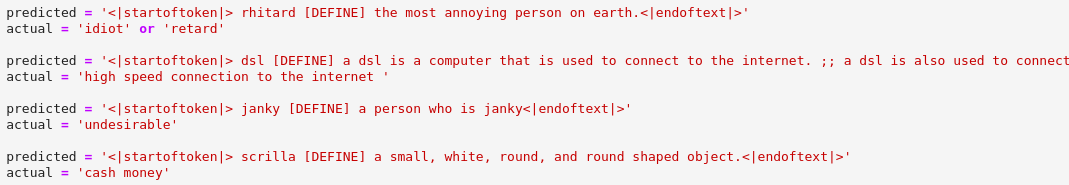 Definition generated from our fine-tuned GPT-2 language model