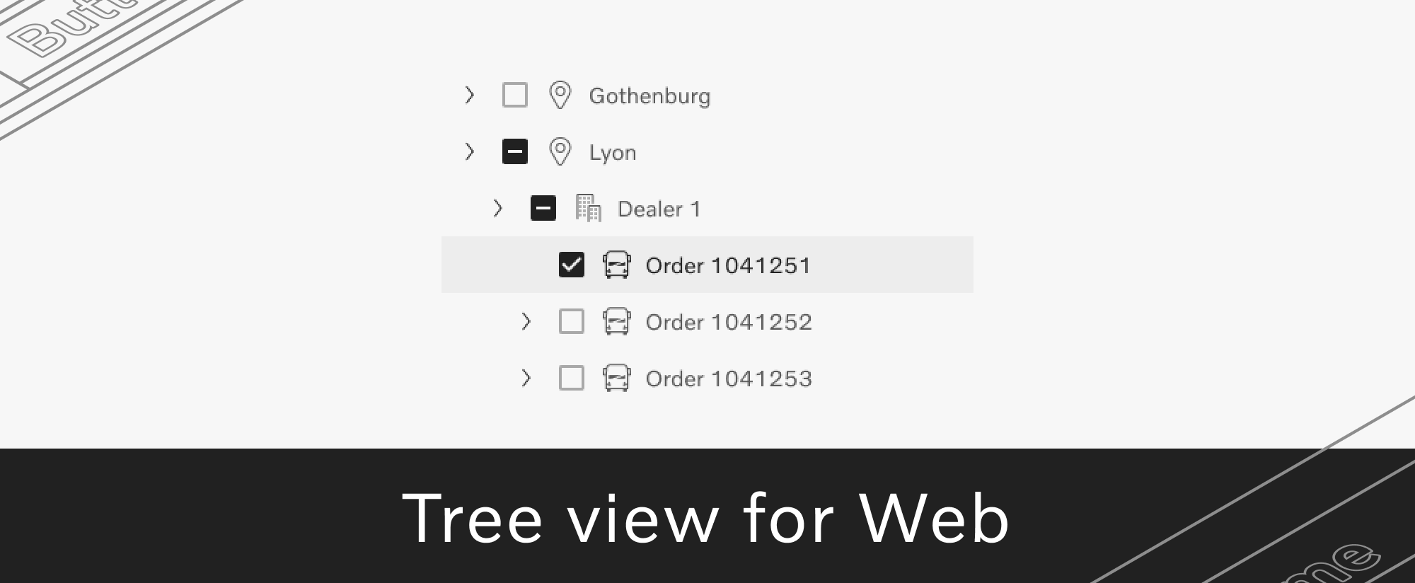 Cover for newsletter number 3, featuring a mockup of the new tree view component for Web