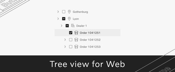 Cover for newsletter number 3, featuring a mockup of the new tree view component for Web