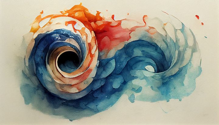 watercolor of a spiral of water spinning out of control